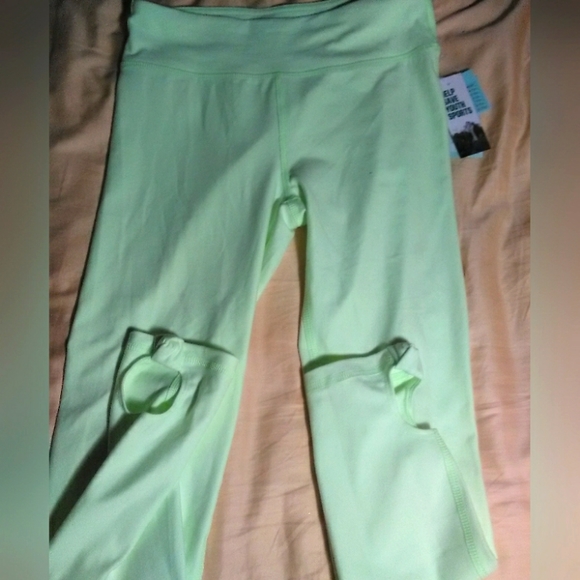 BNWT LEGGINGS BY DICKS SPORTING GOODS SZ.LG (GIRLS) NEON GREEN/ YELLOW SOFT - Picture 1 of 7